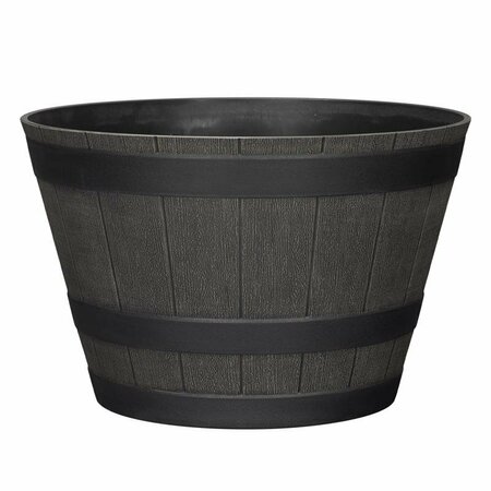 L&G SOLUTIONS 9 in. H X 14 in. D Wood-Resin Whiskey Barrel Planter Brown PVG3614TNI